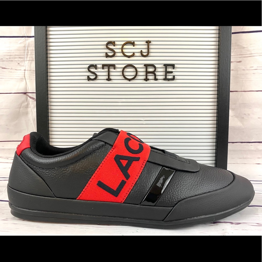 New Lacoste Misano Black Red Men's Size 9.5US